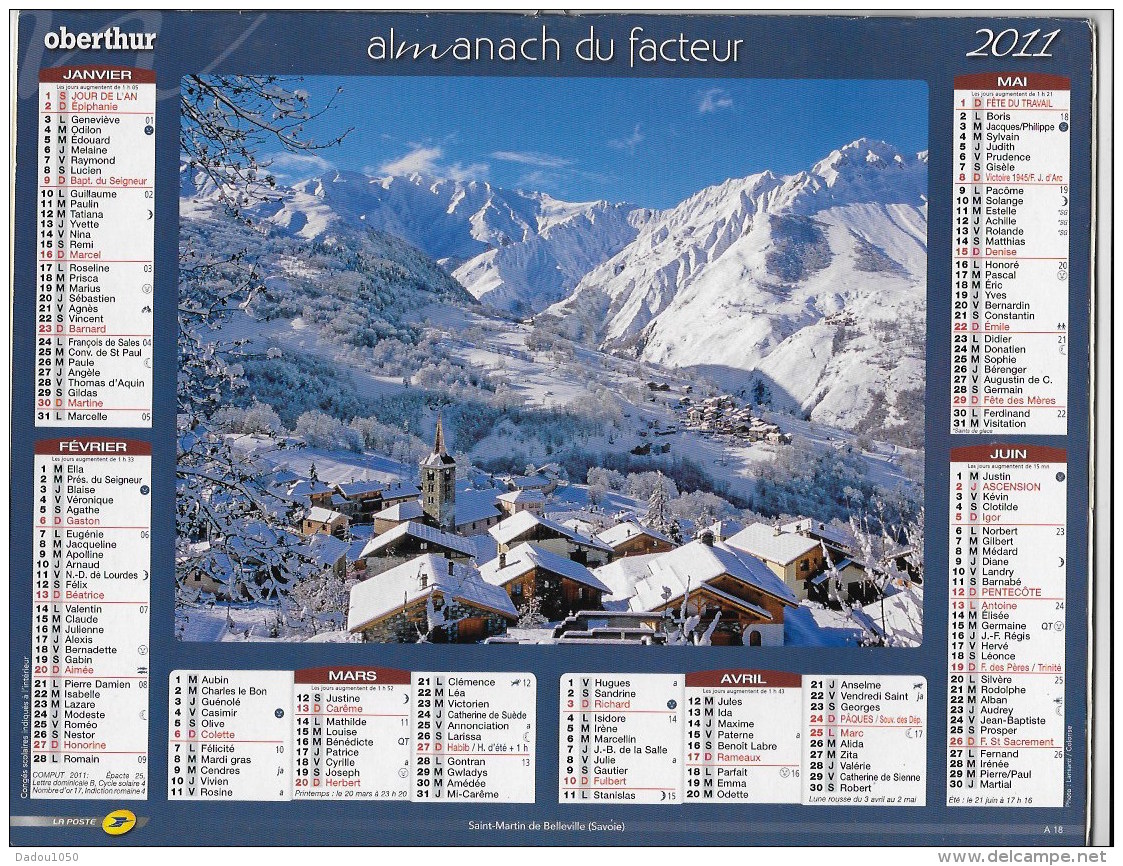 Calendrier Des Postes ,saone Et Loire 2011 - Grand Format : 2001-...