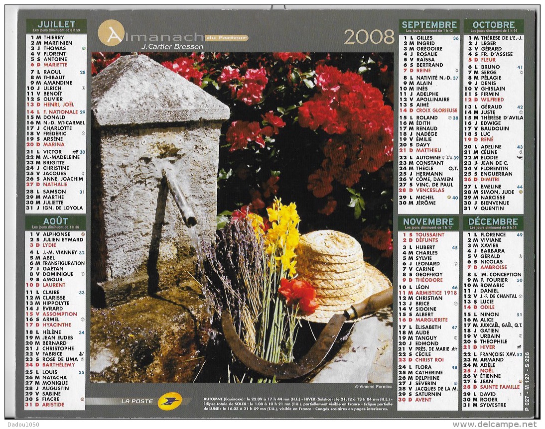 Calendrier Des Postes ,saone Et Loire 2008 - Grand Format : 2001-...