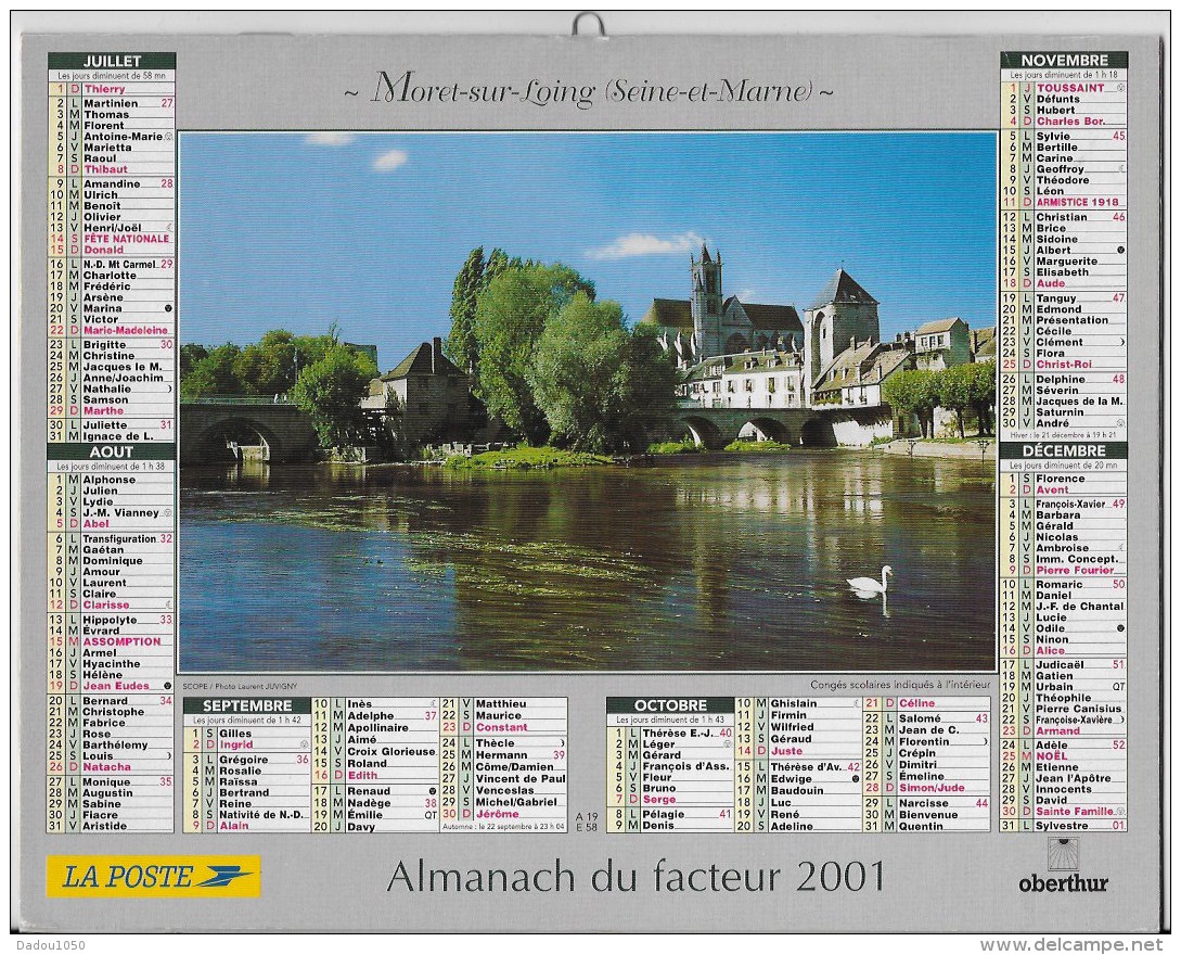 Calendrier Des Postes ,saone Et Loire 2001 - Grand Format : 2001-...