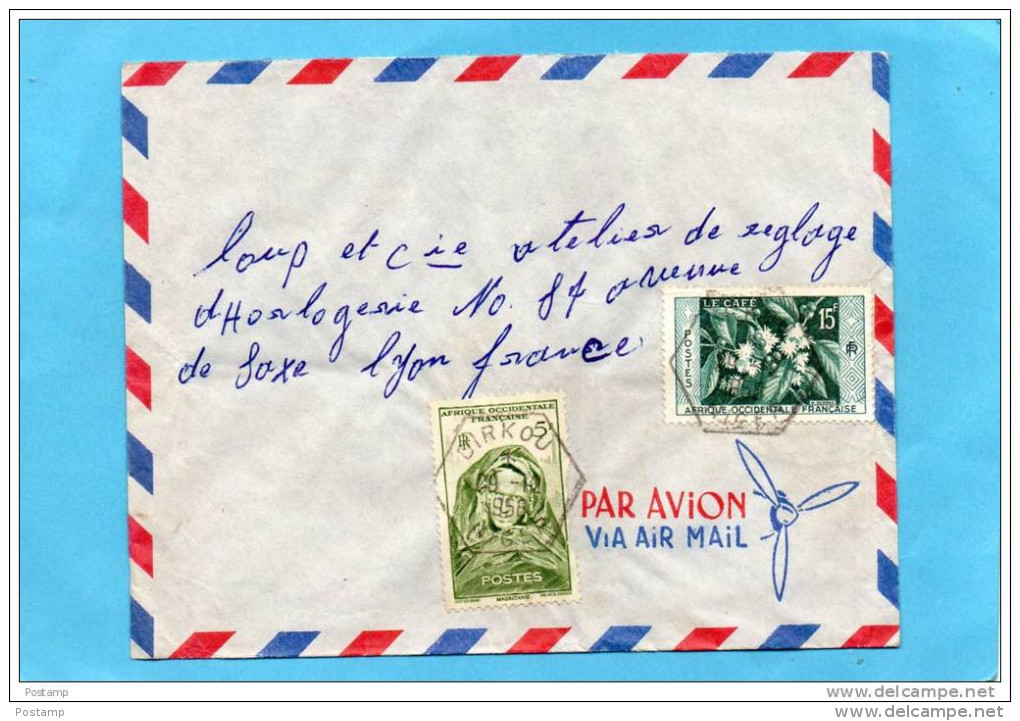 MARCOPHILIE-lettre-NIGER-  Cad- Hexagonal-DIRKOU 1949-2-stamps N° AOF -pour Françe - Covers & Documents