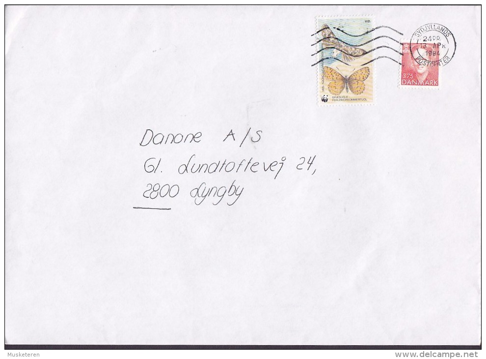 Denmark 1994 Cover Brief WWF Panda Issue Vignette Schmetterling Butterfly Papillon Græsugle-Perlemorsommerfugl - Briefe U. Dokumente