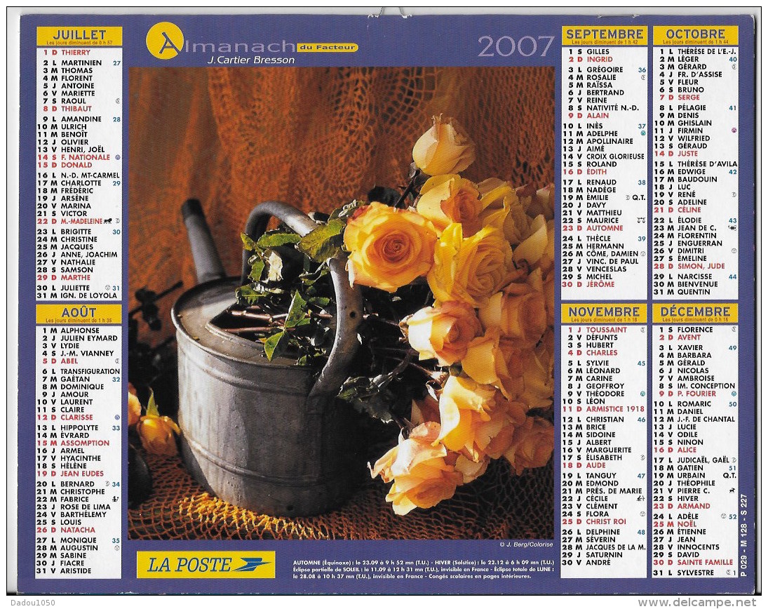 Calendrier Des Postes ,saone Et Loire 2007 - Tamaño Grande : 2001-...