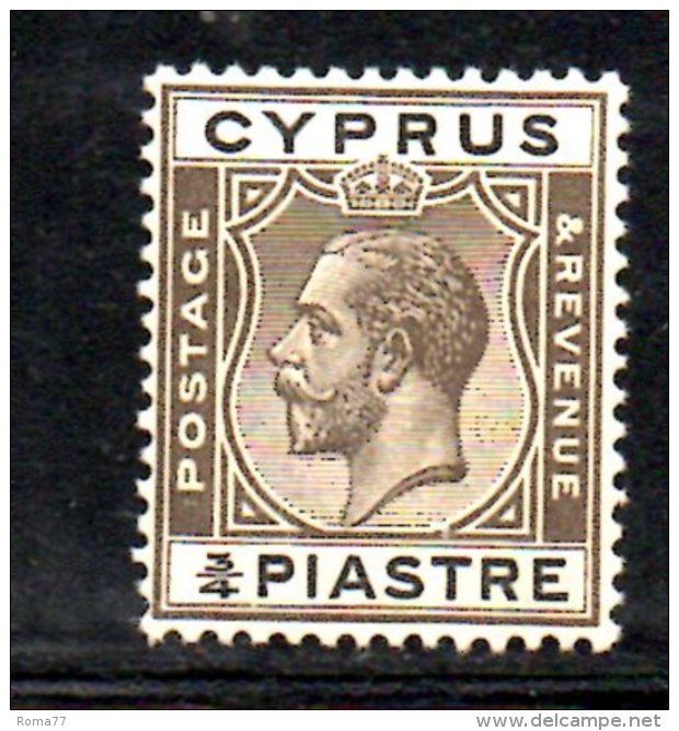 W2755 - CIPRO 1924 , GIORGIO V 3/4 Piastra N. 88    ***  MNH - Cyprus (...-1960)