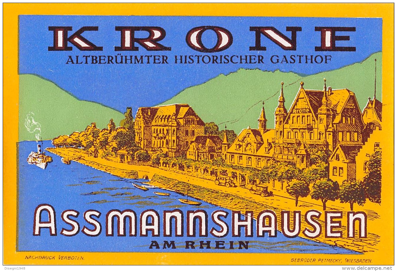 05169 "ASSMANNSHAUSEN AM RHEIN - ALTBERUHMTER HISTORISCHER GASTHOF" ETICHETTA ORIGINALE - Adesivi Di Alberghi