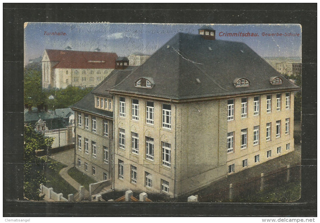 366v * CRIMMITSCHAU * GEWERBE-SCHULE UND TURNHALLE * 1923  *!! - Crimmitschau