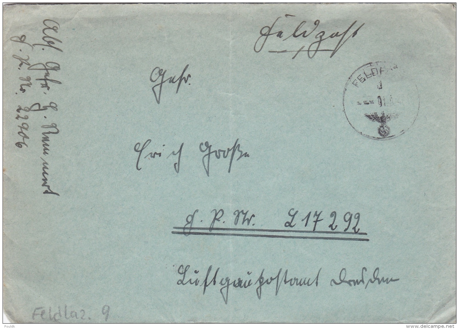 Feldpost WW2: To Trapani, Sicily, Italy - 2. Batterie Schwere Flak-Abteilung 304 FP L17292 P/m 1.9.1943 - Cover Only  (C - Militaria
