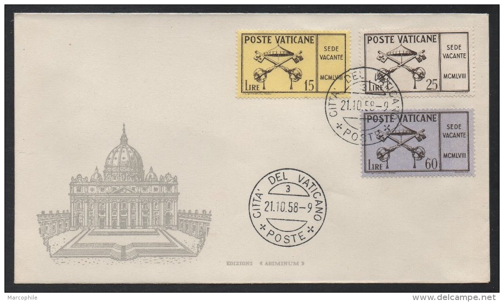 VATICAN - VATICANO - SEDE VACANTE / 1958 FDC SASSONE # S64 / COTE 50 € (ref 1442) - Lettres & Documents