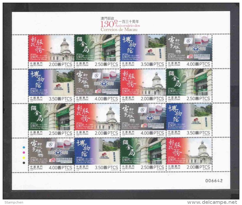 2014 Macau/Macao 130th Anni. Of Macau Post Stamps Sheet-communication Museum Computer Architecture Relic - Blocks & Sheetlets