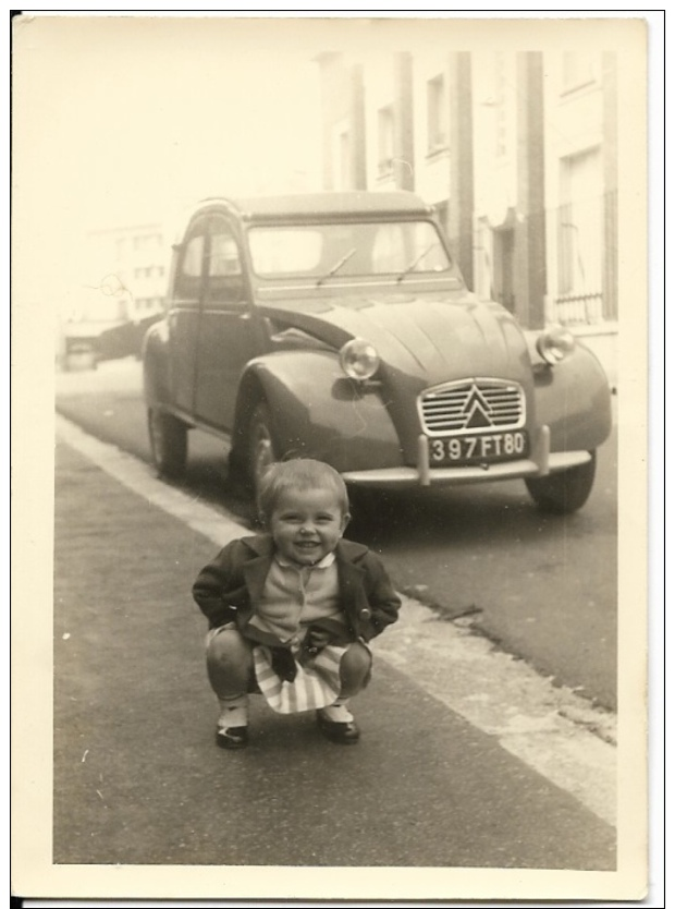 2cv Automobile Citröen 1961 à Marseille Fillette - Photo 7x10cm Immatriculée 80 Somme - Automobiles