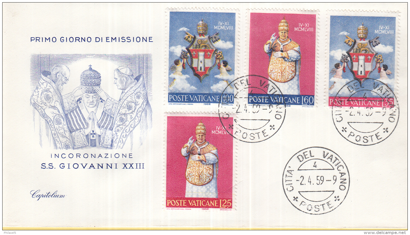 Vaticaan - FDC 02-04-1959 - Kröniug Von Papst  Johannes XXIII- Michel 303 - 306 - Papes