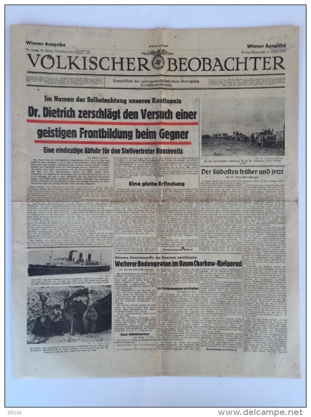 Magazine / Newspapers NO000020 - Völkischer Beobachter Deutschland (Germany) Reich 1943-03-17 - Other & Unclassified