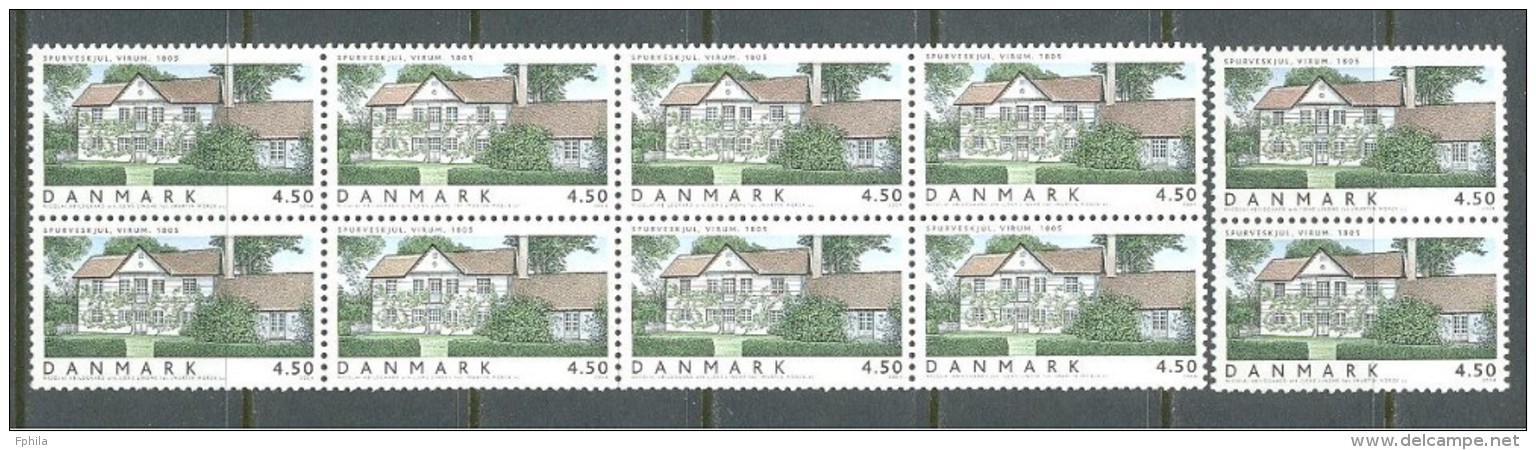 2004 DENMARK ARCHITECTURE - HOUSES BOOKLET STAMPS (10x) MICHEL: 1361 MNH ** - Neufs