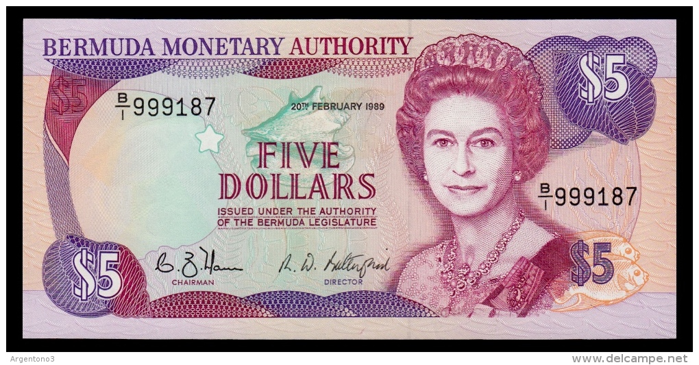 Bermuda 5 Dollars 1989 UNC - Bermudas