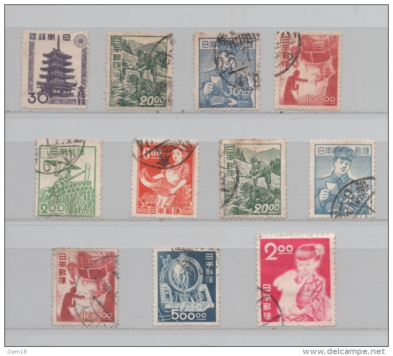JAPON ENTRE N° 362 Et 459 (YT) 11 TIMBRES VALEUR 27,75 EUROS 1946/1950 - Used Stamps