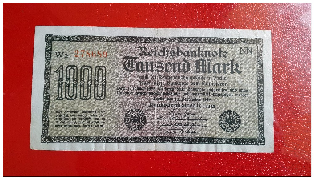 BANKNOTE:    Germany 1000 Mark 1922 - 1000 Mark