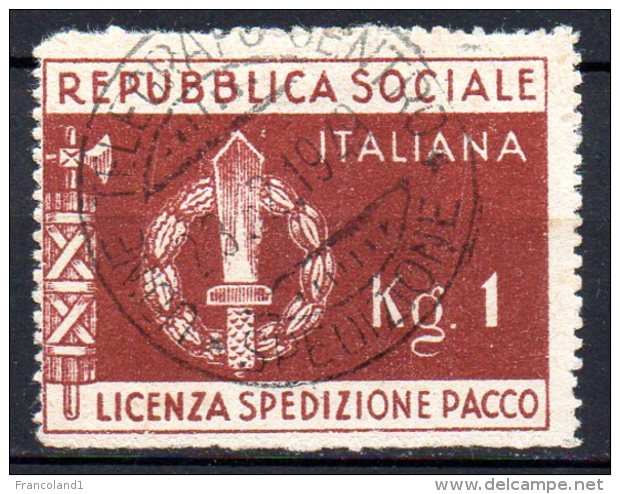 1944 Repubblica Sociale RSI Franchigia Militare N. 1 Timbrato Used - Fiscale Zegels
