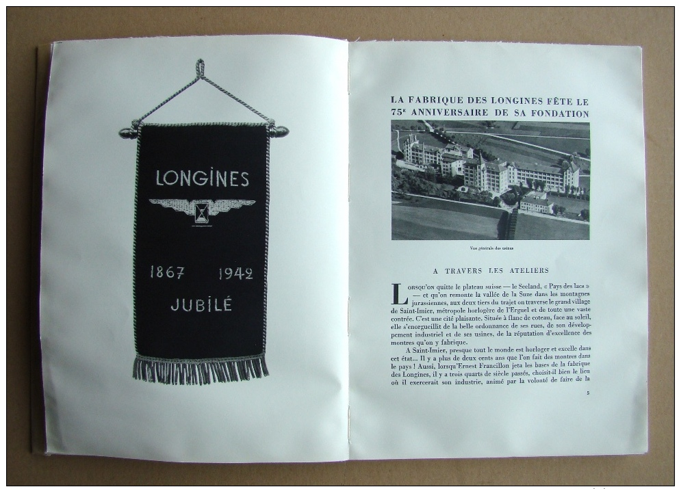 LONGINES 1867-1942, LE 75e ANNIVERSAIRE DES LONGINES-Exemplaire N° 948-Saint-Imier 1947-116 PAGES - Rareté-Rarität