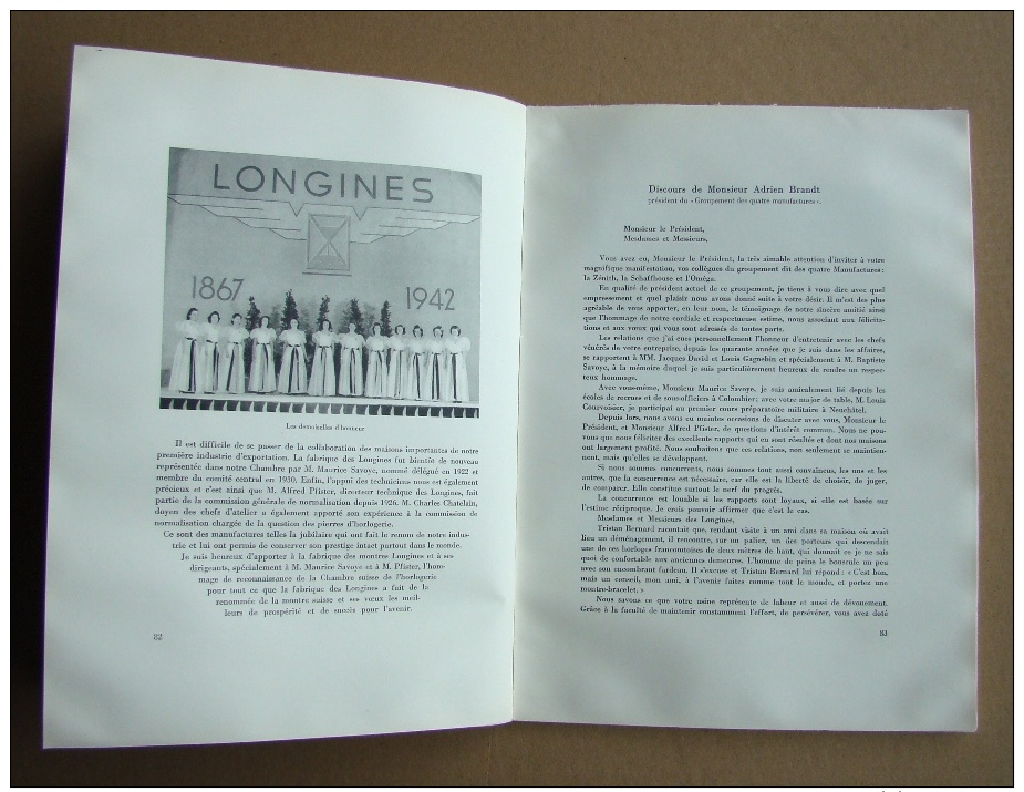 LONGINES 1867-1942, LE 75e ANNIVERSAIRE DES LONGINES-Exemplaire N° 948-Saint-Imier 1947-116 PAGES - Rareté-Rarität