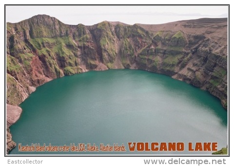 Kasatochi Island Volcano Crater Lake,USA, Alaska, Aleutian Islands. Volcano Lake Postage Card 3268-16 - Andere & Zonder Classificatie