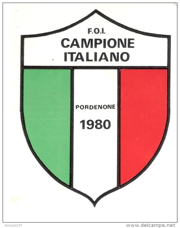 Cartellino Originale F.O.I. Campione Italiano - Pordenone 1980 - Ornitologia - Targhe Di Cartone