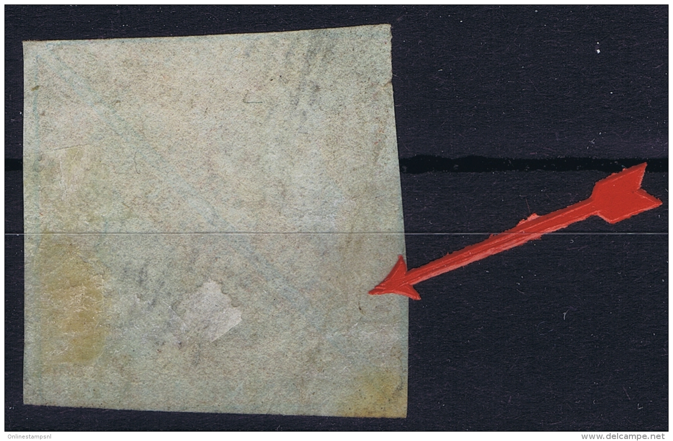 Cape Of Good Hope: 1853 1 D  SG 1  Used Paper Deeply Blued Tete Beche RR  Light Fold At Arrow - Cape Of Good Hope (1853-1904)