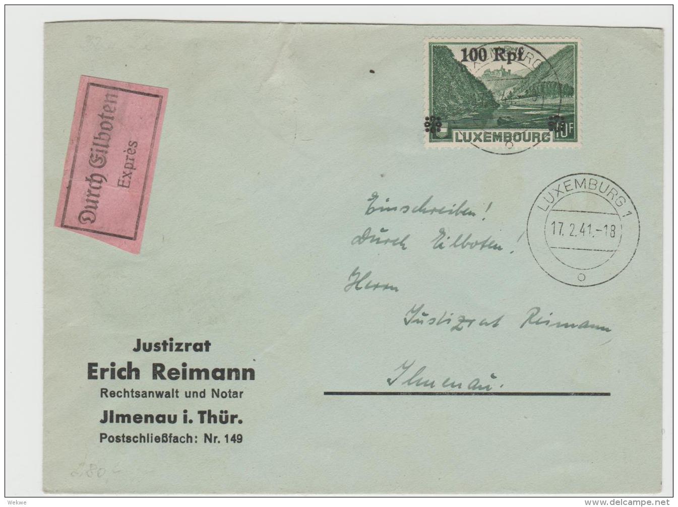 Lux162 /  LUXEMBURG -  Mi.Nr. 32 Als EF Eilbotenbrief 17.2.41 - 1940-1944 German Occupation