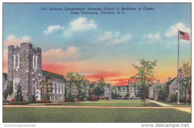 Science Quadrangle Showing School Of Medicne Duke University Durham North Carolina Curteich - Durham