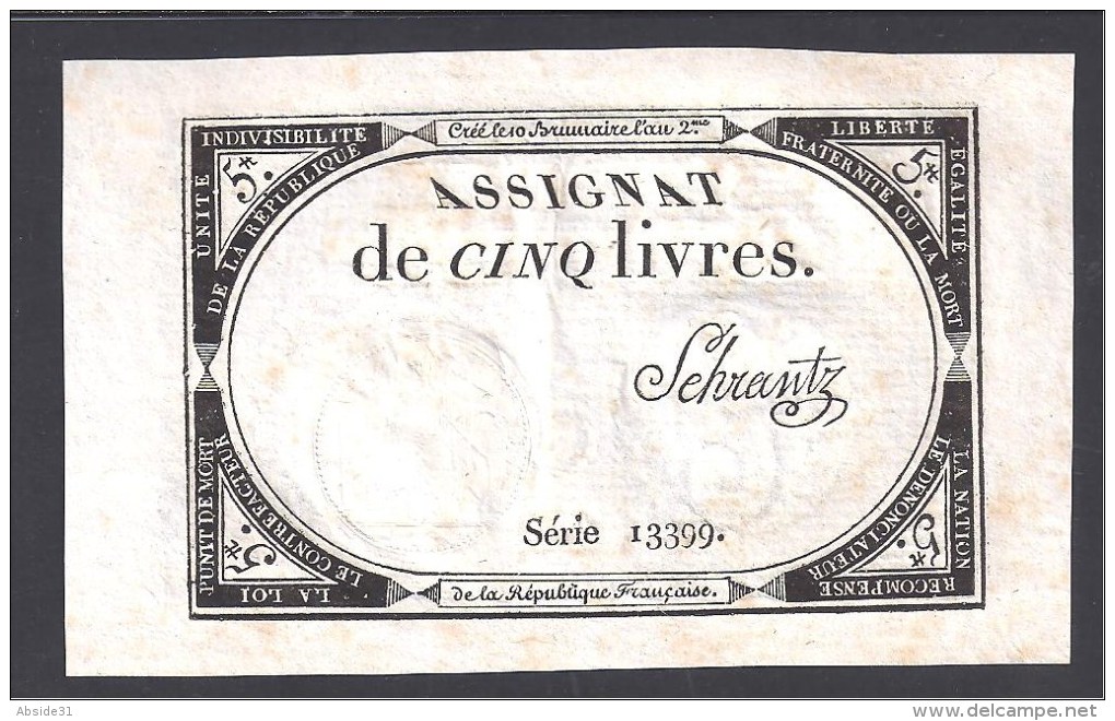 10 Assignats De Cinq Livres  An 2  Avec Signatures Différentes - Assignats & Mandats Territoriaux