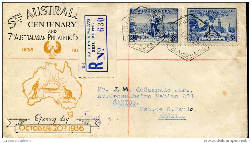 7462 Australia, Circuled Registered Cover 1936 7th Australasian Philatelic Exhibition, - Lettres & Documents