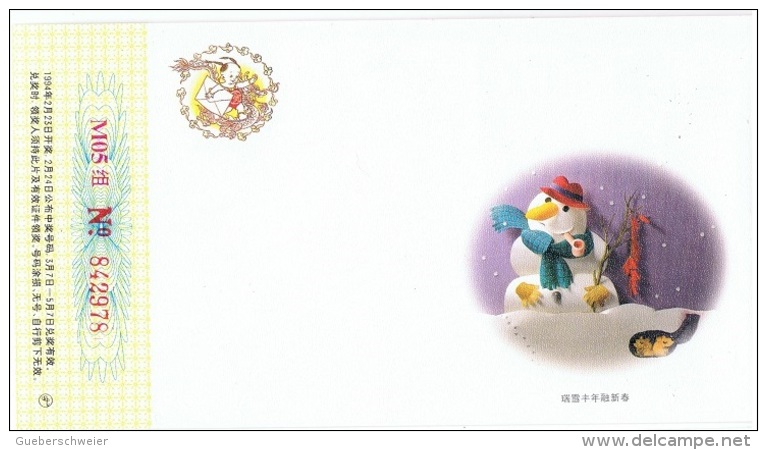 CHI-L5 - CHINE Entier Postal Carte Illustrées Chien, Bonhomme De Neige, Souris - Chiens