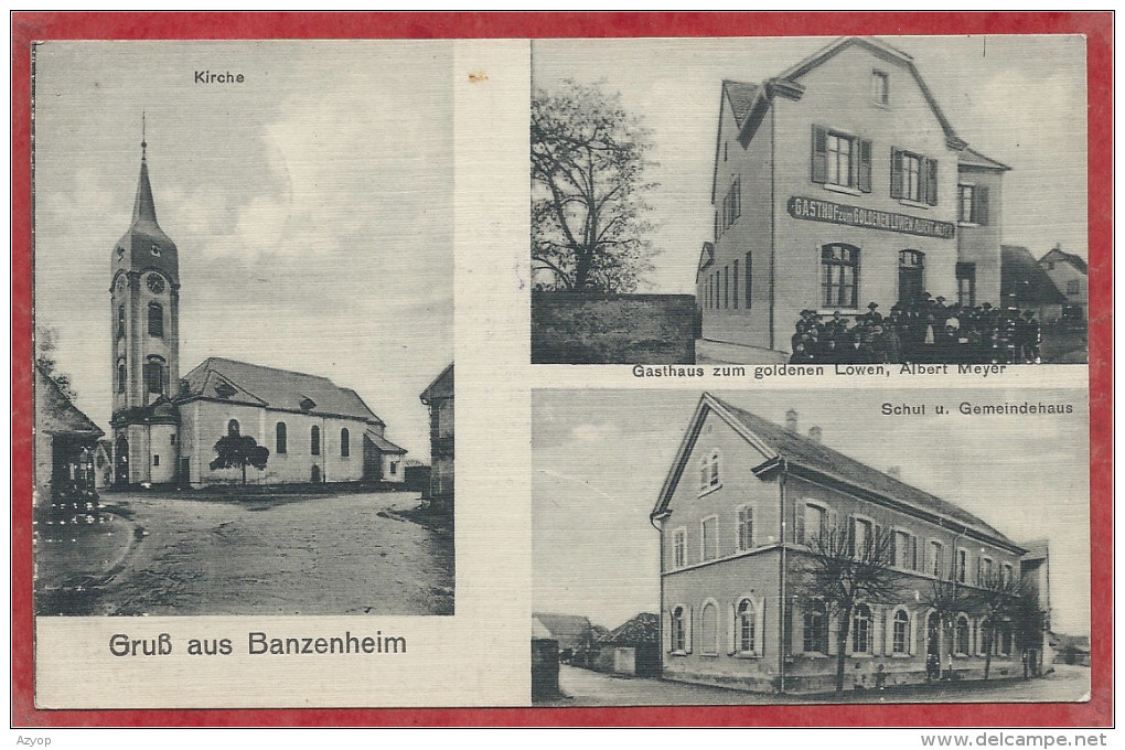 68 - GRUSS Aus BANZENHEIM - BANTZENHEIM - Gasthaus Zum Goldenen Löwen - Albert MEYER - Kirche - Gemeindehaus - Autres & Non Classés