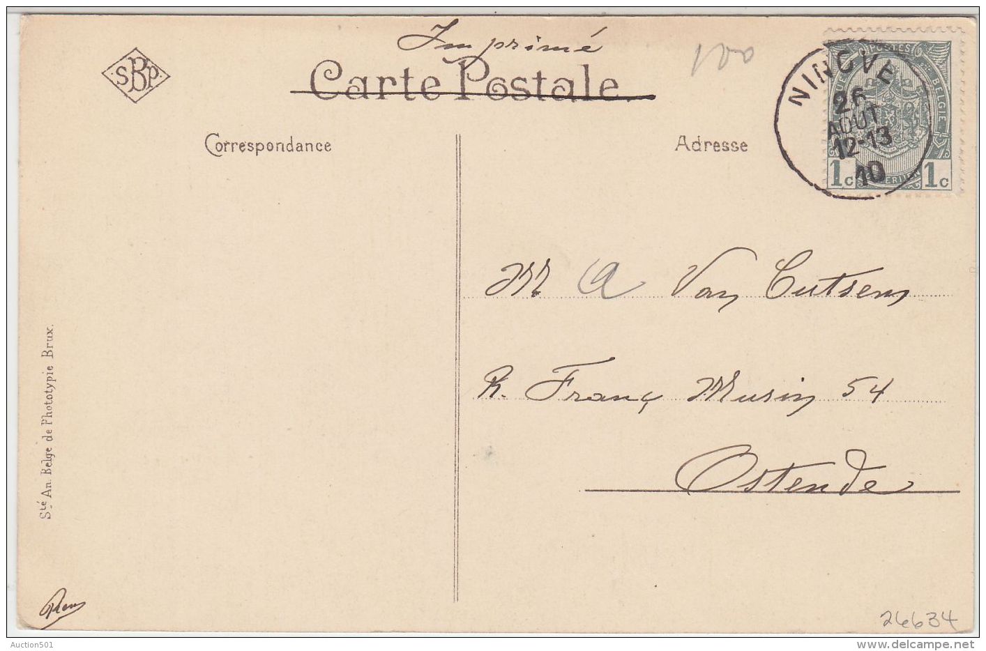 26634g  LA PORTE AUX VACHES - Ninove - 1910 - SBP 1 - Ninove