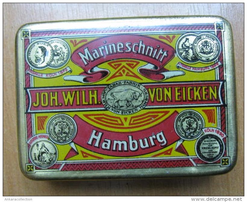 AC - MARINESCHNITT JOH WILH VON EICKEN HAMBURG TABAK  CIGARETTES EMPTY TIN BOX - Schnupftabakdosen (leer)