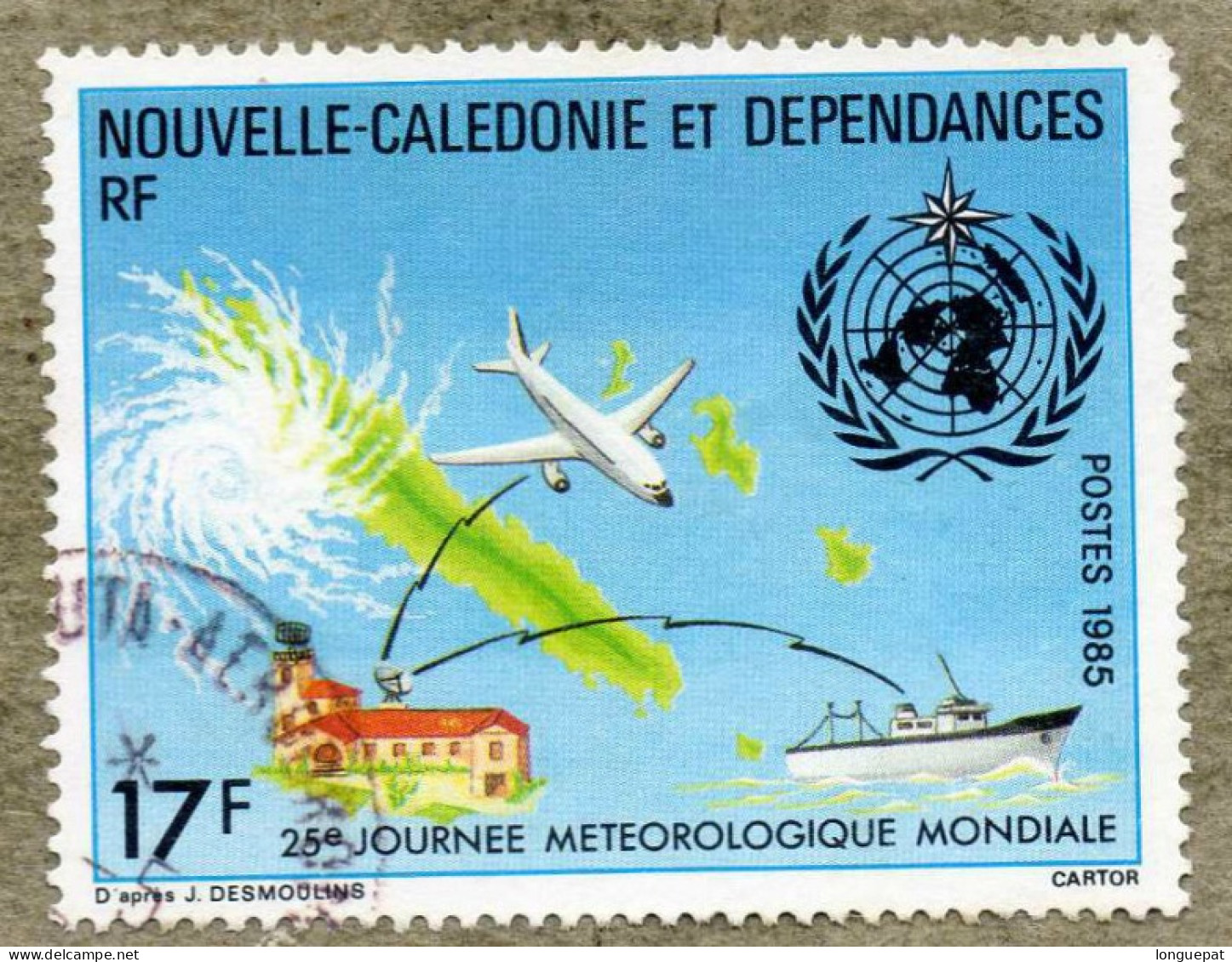 Nelle CALEDONIE : Météorologie : Journée Mondiale - Avion Et Bateau Recevant La Météo - Emblème Des NU - Oblitérés