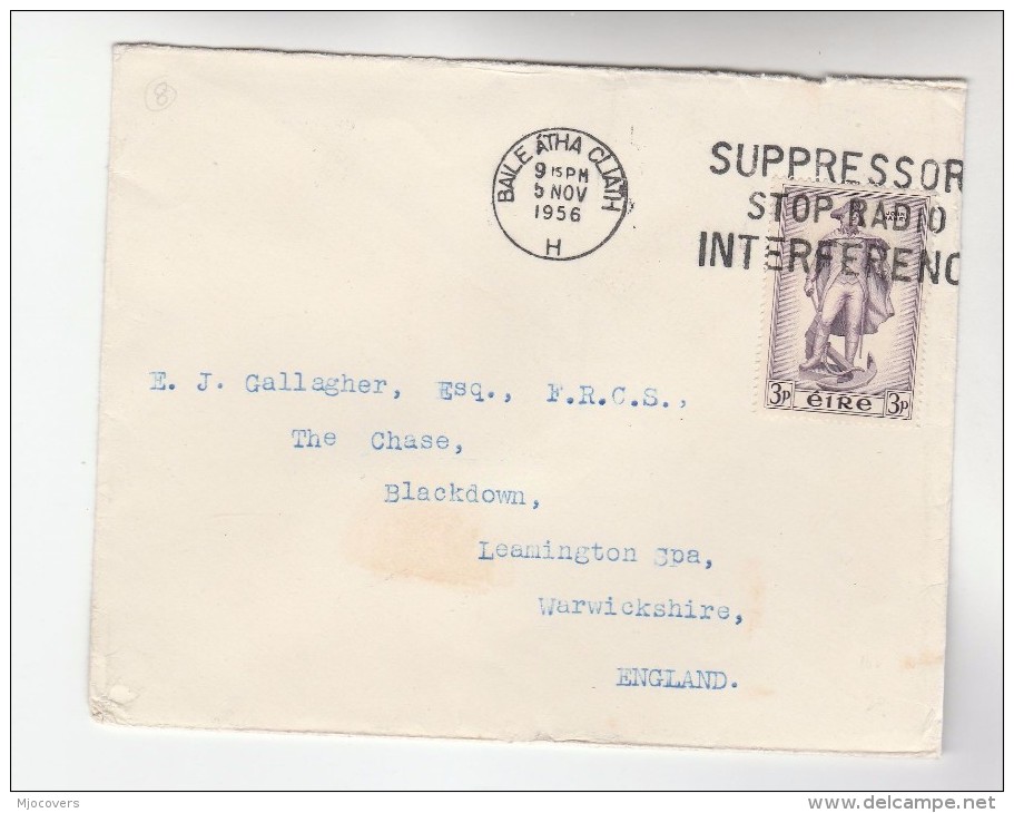 1956 IRELAND Cover SUPPRESS Or STOP RADIO INTERFERENCE Slogan Pmk Broadcasting Stamps - Covers & Documents