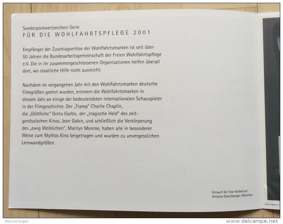 MiNr. 2218 - 2222 Deutschland Bundesrepublik Deutschland 2001, 11. Okt./ 13. Nov. Wohlfahrt: Internationale Filmschauspi - Ungebraucht