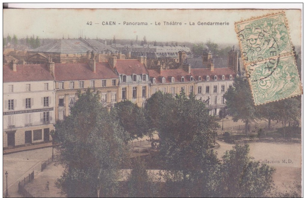 CPA -  42. CAEN - Panorama - Le Théâtre , La Gendarmerie - Caen