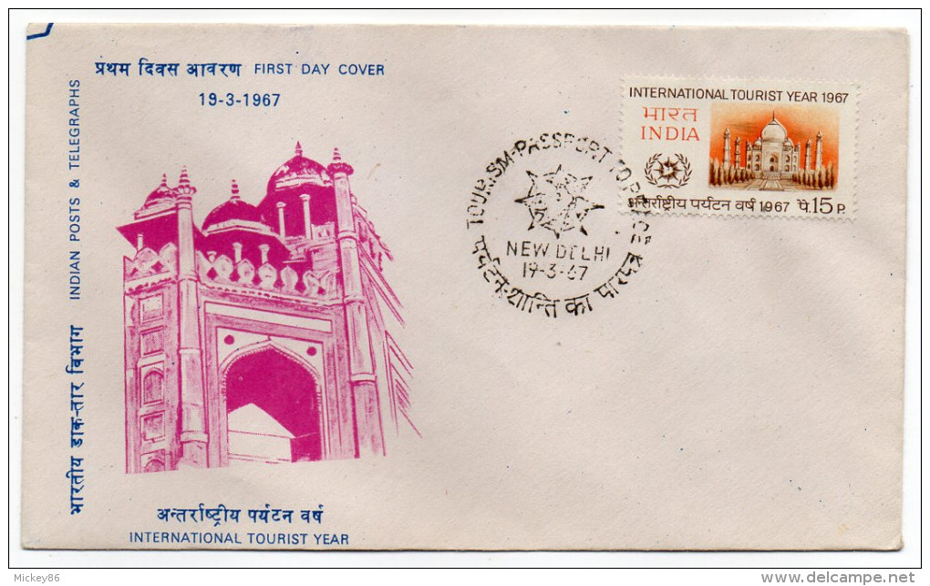 INDE--FDC--1967--International Tourist Year 1967--cachet NEW DELHI - FDC