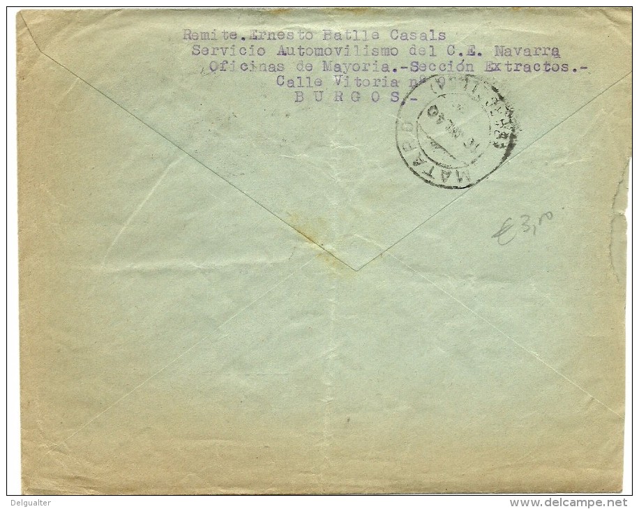 Cover - Burgos - 1940 - Mataro (Barcelona) - Cartas & Documentos