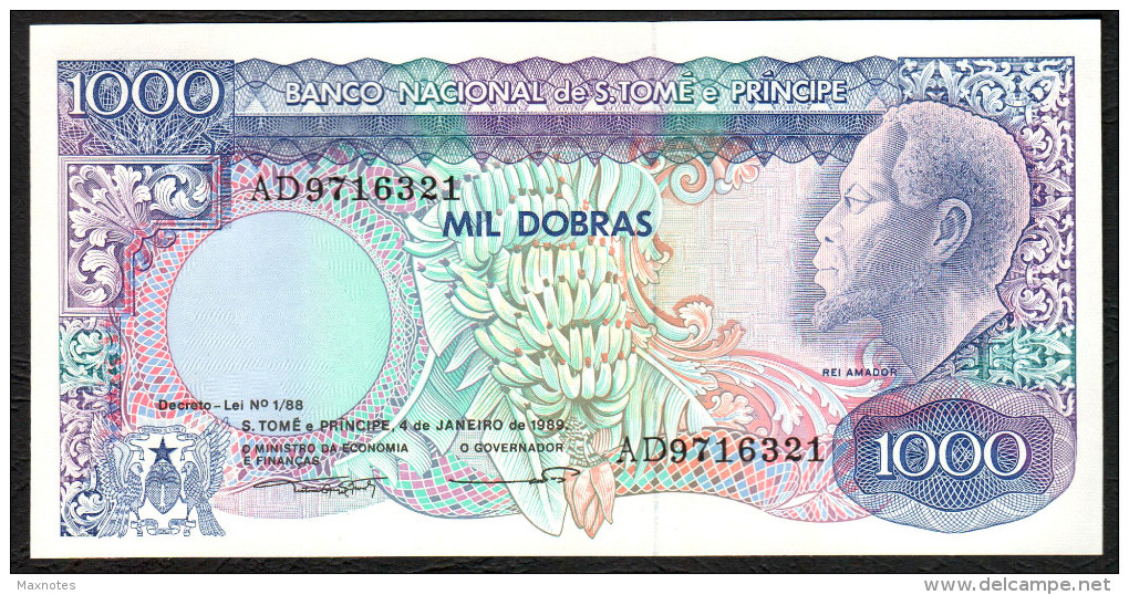 S. TOME E PRINCIPE : 1000 Dobras - 1989 - P62 UNC - San Tomé E Principe