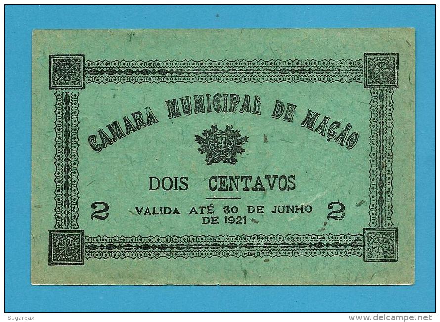 MAÇÃO - CÉDULA De 2 CENTAVOS - ESCASSA - 30 De Junho De 1921 - M.A. 1294a - PORTUGAL Emergency Paper Money Notgeld - Portugal