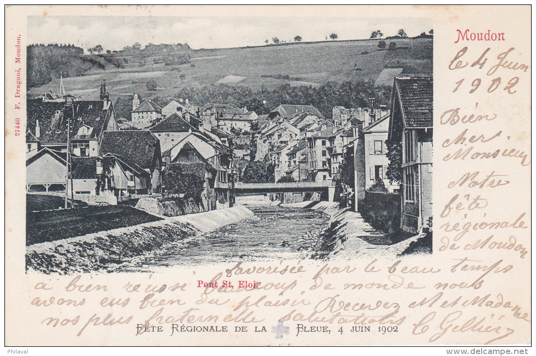 MOUDON : Pont St.Eloi - Fête Régionale De La Croix Bleue - Oblitérée Le 4 Juin 1902 - Moudon