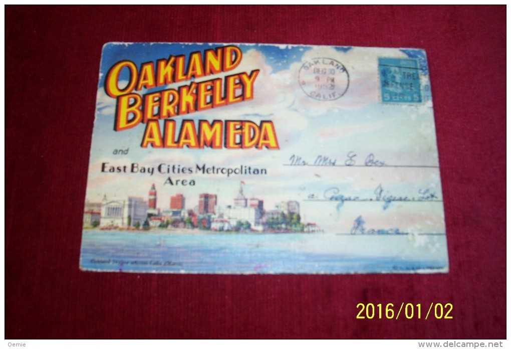 CARNET DE OAKLAND BERKELEY ALAMEDA   LE 30 12 1952 - Oklahoma City