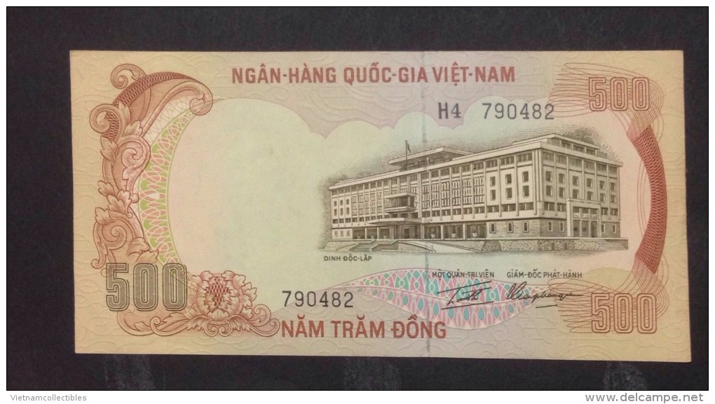 South Vietnam Viet Nam 500 Dong AU Tiger Banknote 1972 - P#33 / VARIETY : DARK BROWN COLOR - RARE / 02 Images - Vietnam