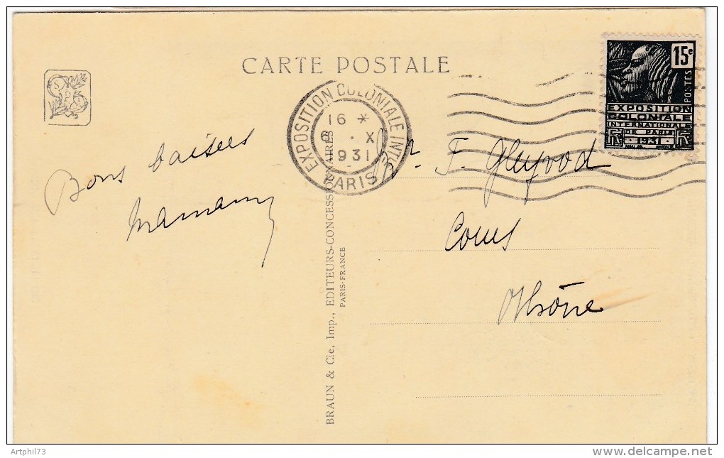 84341 - CP EXPOSITION COLONIALE INTERNATIONALE PARIS  6 X 1931 TB - Maschinenstempel (Werbestempel)