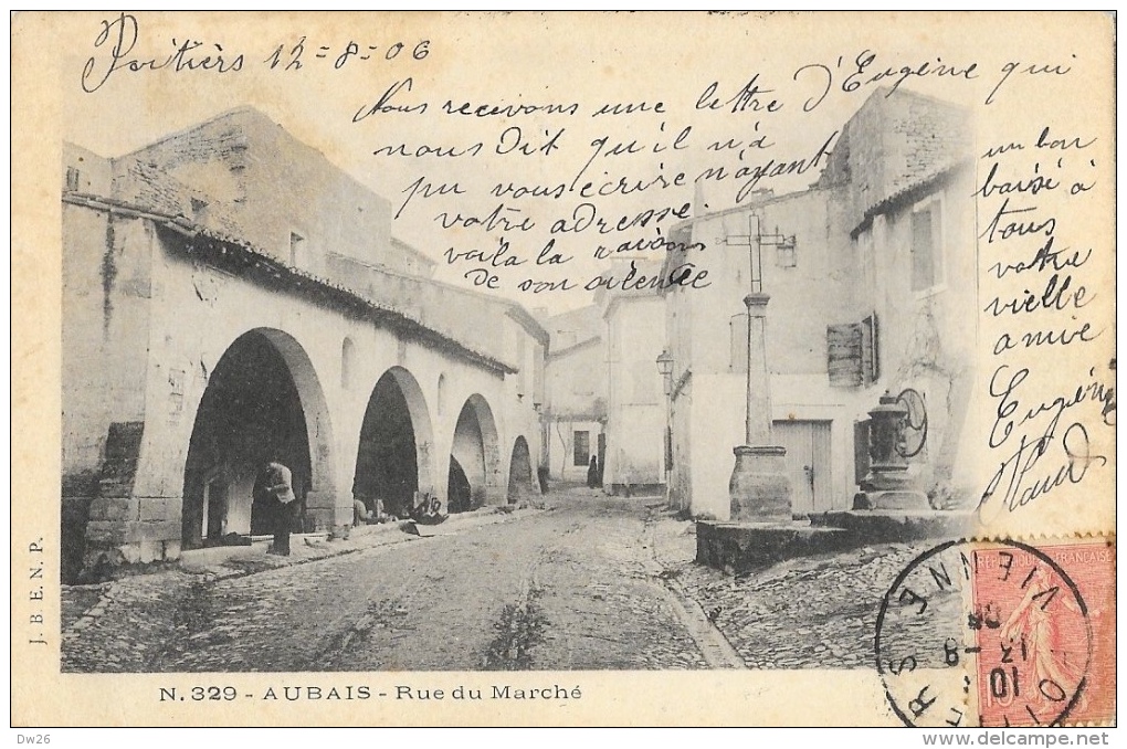 Aubais (Gard) - Rue Du Marché - Edition J.B.E.N.P. - Carte Dos Simple - Autres & Non Classés