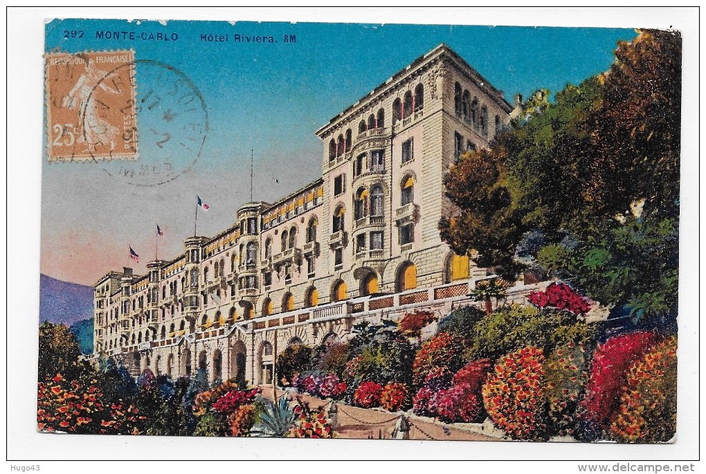 MONTE CARLO EN 1932 - N° 292 - HOTEL RIVIERA - CPA  VOYAGEE - Hôtels