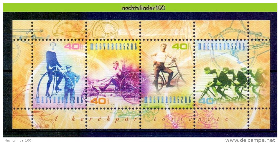 Mtz064 TRANSPORT WIELRENNEN FIETS HISTORY OF THE BYCICLE HUNGARY 2002 PF/MNH - Andere (Aarde)