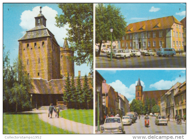 40678- BERNAU BEI BERLIN- STEIN GATE, HUNGER TOWER, TOWNHALL, KARL MARX AVENUE, ERNST THALMANN STREET, CAR, BIKE - Bernau