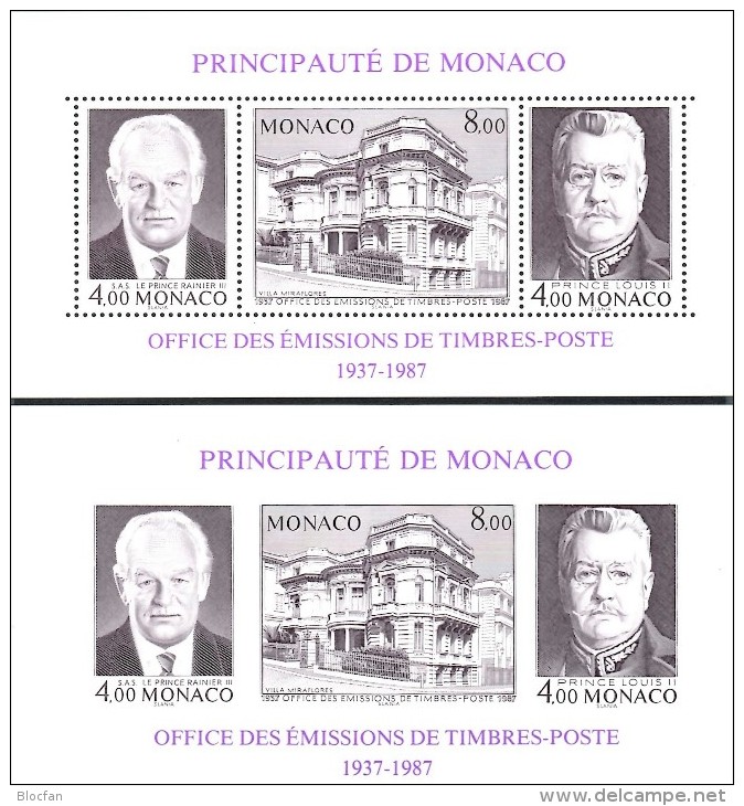 Tag Der Briefmarke 1987 Monaco Block 37 A+B ** 42€ Imperforiert Fürst Hojas Hb Blocs Philatelic M/s Sheets Bf Fürstentum - Collections, Lots & Séries